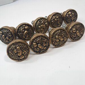 Vintage Amerock Pull Knob set 9 Fruit Bowl cluster Brass Natural Elegance gold